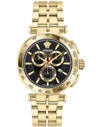 Versace - Swiss Chronograph Aion Gold Ion Plated Stainless Steel Bracelet Watch 45mm - Lyst