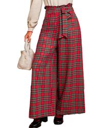 CUPSHE - Plaid High Waist Wide Leg Pants - Lyst