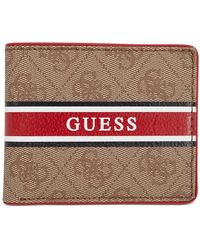 guess men's leather slim bifold wallet