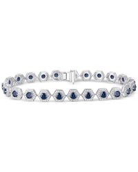 Macy's - Gemstone & Diamond Halo Hexagon Flex Bracelet - Lyst