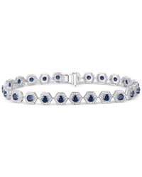 Macy's - Gemstone & Diamond Halo Hexagon Flex Bracelet - Lyst