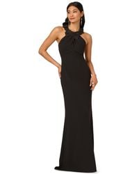 Adrianna Papell - Petite Embellished Rosette Halter Gown - Lyst