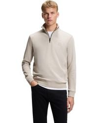BOSS - Boss By Logo Patch Zip-neck Sweatshirt - Lyst