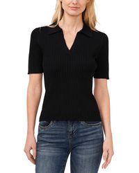 Cece - Short-sleeve Rib-knit Polo Sweater - Lyst