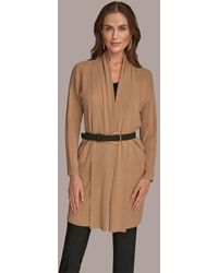 Donna Karan - Belted Open-front Cardigan - Lyst