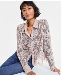 On 34th - Lace Button-front Long-sleeve Shirt - Lyst