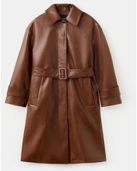 Mango - Long Faux-leather Belt Trench Coat - Lyst