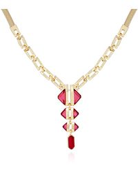Vince Camuto - Gold-tone And Red Siam Pendant Thick Snake Chain Statement Necklace - Lyst