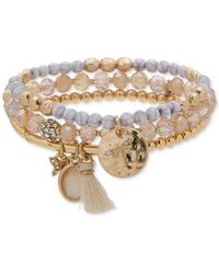Lonna & Lilly Gold-tone Bead & Crystal Boho Charm Stretch Bracelet - White