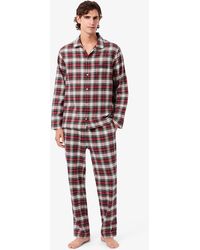 Lacoste - 2-piece Flannel Crewneck Top And Pajama Set - Lyst