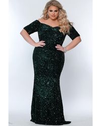 Johnathan Kayne for Sydneys Closet - Velvet Sequin Short Sleeve Plus Size Evening Gown - Lyst