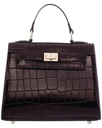Nina - Mini Croco Embossed Magnetic Snap Satchel Bag - Lyst