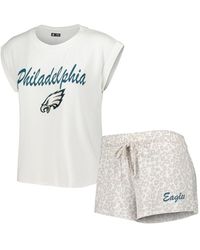 Women's Concepts Sport White/Cream New England Patriots Montana Knit  T-Shirt & Shorts Sleep Set - Montana's Marketplace - Made In Montana Gifts