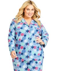 Avenue - Plus Size Snowflake Button Fleece Sleep Top - Lyst