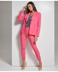 Tommy Hilfiger - Single Button Slim Fit Blazer Floral Print Sleeveless Mesh Knit Top Solid Slim Fit Straight Leg Pants - Lyst