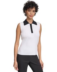 Calvin Klein - Colorblocked Ribbed Sleeveless Sweater - Lyst
