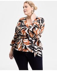 INC International Concepts - I.n.c International Concepts Plus Size Printed Kimono Wrap Top - Lyst