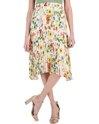 Tahari - Floral-printed Pull-on Pleated Midi Skirt - Lyst