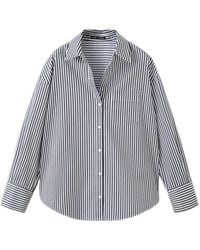 Mango - Striped Long-sleeve Button-down Shirt - Lyst