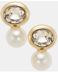Anne Klein - Imitation & Stone Snowman Button Earrings - Lyst
