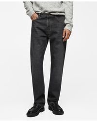 Mango - Relaxed Fit Dark Wash Jeans - Lyst