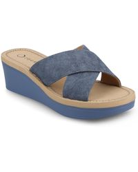 Journee Collection - Biara Crisscross Platform Wedge Sandals - Lyst