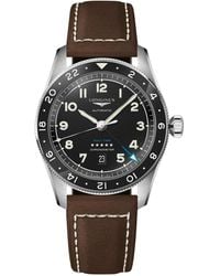 Longines - Swiss Automatic Spirit Zulu Time Brown Leather Strap Watch 42mm - Lyst