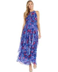 R & M Richards - Floral-print Ruffled Maxi Dress - Lyst
