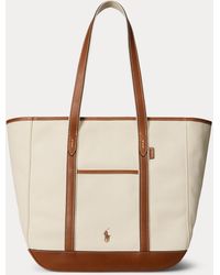 Polo Ralph Lauren Medium Cotton-canvas And Leather Tote Bag