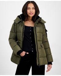 Steve Madden - Faux-fur-trim Hooded Utility-pocket Puffer Coat - Lyst