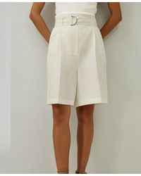 LILYSILK - Chic Silk-linen Blend Bermuda Shorts - Lyst