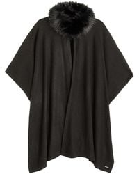 Ralph Lauren - Fur Collar Knit Ruana Wrap - Lyst