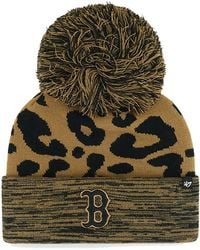 '47 - Boston Red Sox Leopard Rosette Cuffed Knit Hat - Lyst