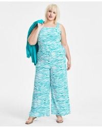 BarIII - Trendy Plus Size Printed Sleeveless Square Neck Tank Printed Pull On Wide Leg Pants Created For Macys - Lyst