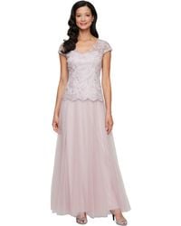Alex Evenings - Embroidered-chiffon Tulle-skirt Gown - Lyst