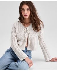 And Now This - Pointelle Tie-front Cardigan - Lyst