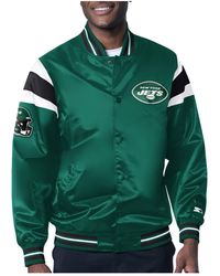Starter - Green New York Jets Satin Full-snap Varsity Jacket - Lyst