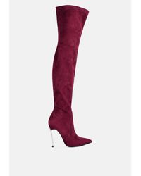 LONDON RAG - Jaynetts Stretch Suede Micro Over The Knee Boots - Lyst