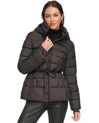 DKNY - Rope Belted Hooded Puffer Coat - Lyst