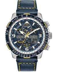 Citizen - Eco-drive Analog-digital Chronograph Promaster Blue Angels Skyhawk A-t Blue Leather Strap Watch 46mm - Lyst