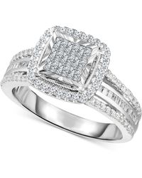 Macy's - Trumiracle Diamond Princess Shaped Halo Cluster Engagement Ring (1 Ct. T.w. - Lyst