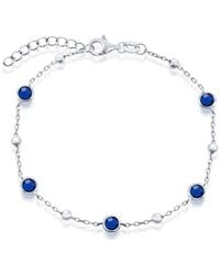 Simona - Sterling Silver Bezel-set And Cz Bead Bracelet (white - Lyst