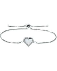 Giani Bernini - Mother-of-pearl & Cubic Zirconia Heart Bolo Bracelet In Sterling Silver, Created For Macy's - Lyst