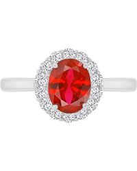 Macy's - Red & White Cubic Zirconia Oval Halo Ring - Lyst
