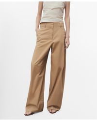 Mango - Mid-rise Wide Leg Cotton Pants - Lyst