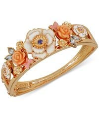 Guess - Tone Mixed Color Stone Flower Bangle Bracelet - Lyst