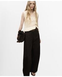Mango - Ruffled Openwork Knit Sweater Vest - Lyst