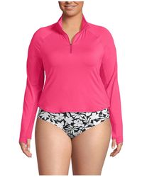 Lands' End - Plus Size Long Sleeve Rash Guard Cover-up Upf 50 - Lyst