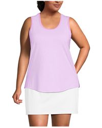 Lands' End - Plus Size Sleeveless Power Performance Scoop Neck Curved Hem Tunic Tank - Lyst