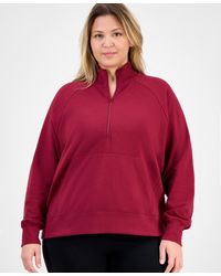 Macy's - Id Ideology Plus Size Quarter-zip Raglan-sleeve Top - Lyst